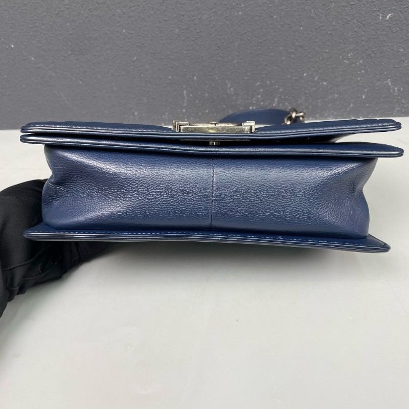 Chanel香奈兒 藏藍色全皮中號leboy鏈條包-11