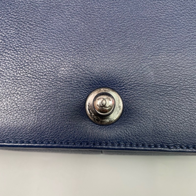 Chanel香奈兒 藏藍色全皮中號leboy鏈條包-15