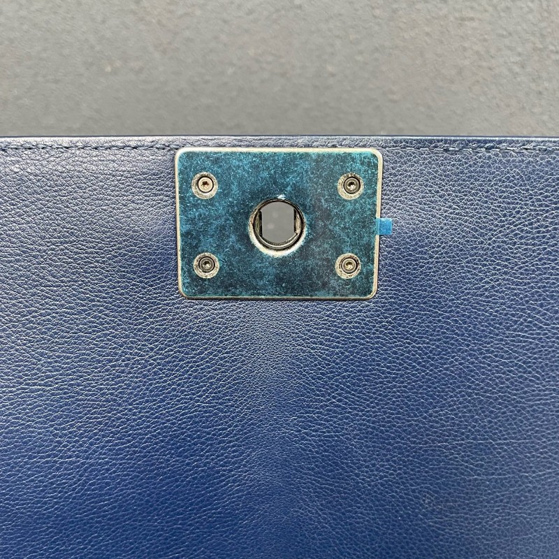 Chanel香奈兒 藏藍色全皮中號leboy鏈條包-16