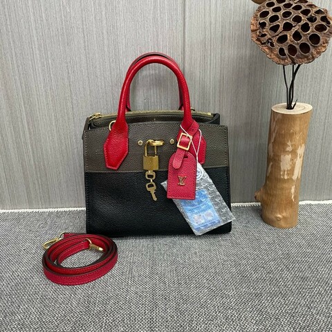 LV路易威登 全皮拼色City steamer 手提包肩背包