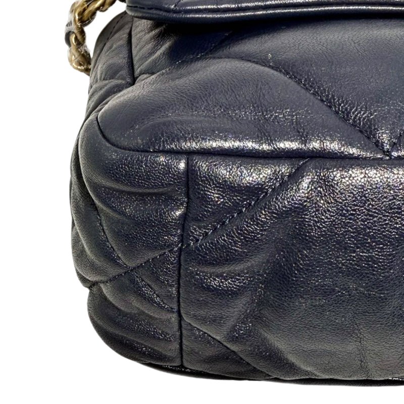 [2574] 香奈兒  Chanel 19BAG 藏藍色斜挎包 羊皮 小號-7