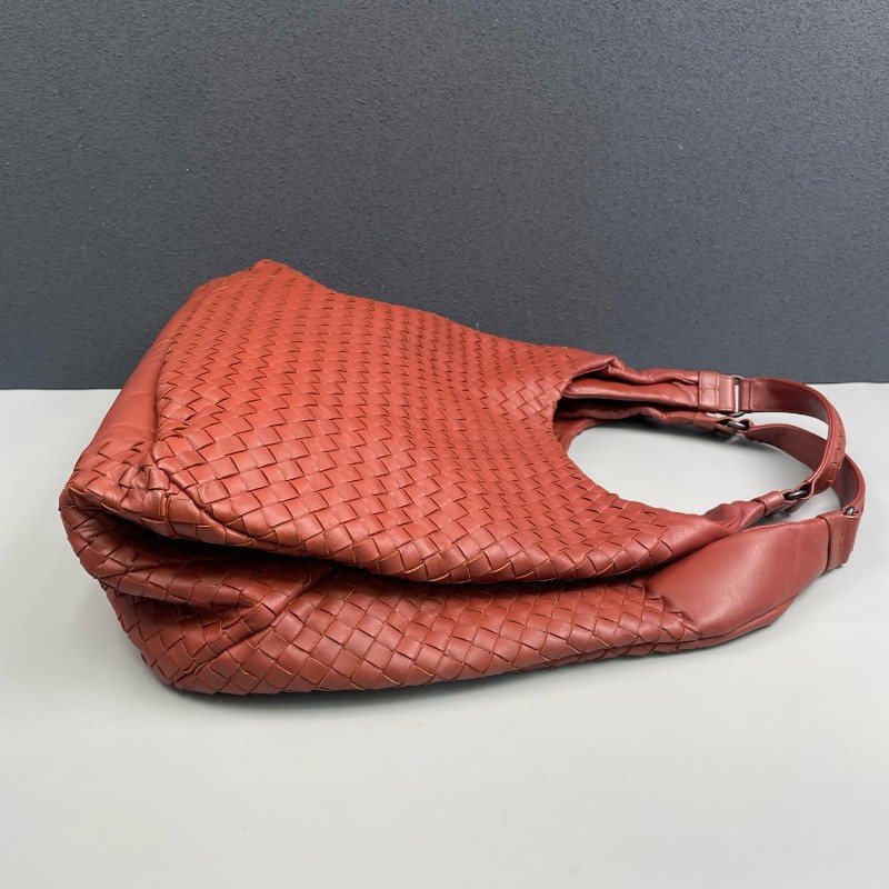 BV 全皮編織 橘色 肩背包 手挽袋-3