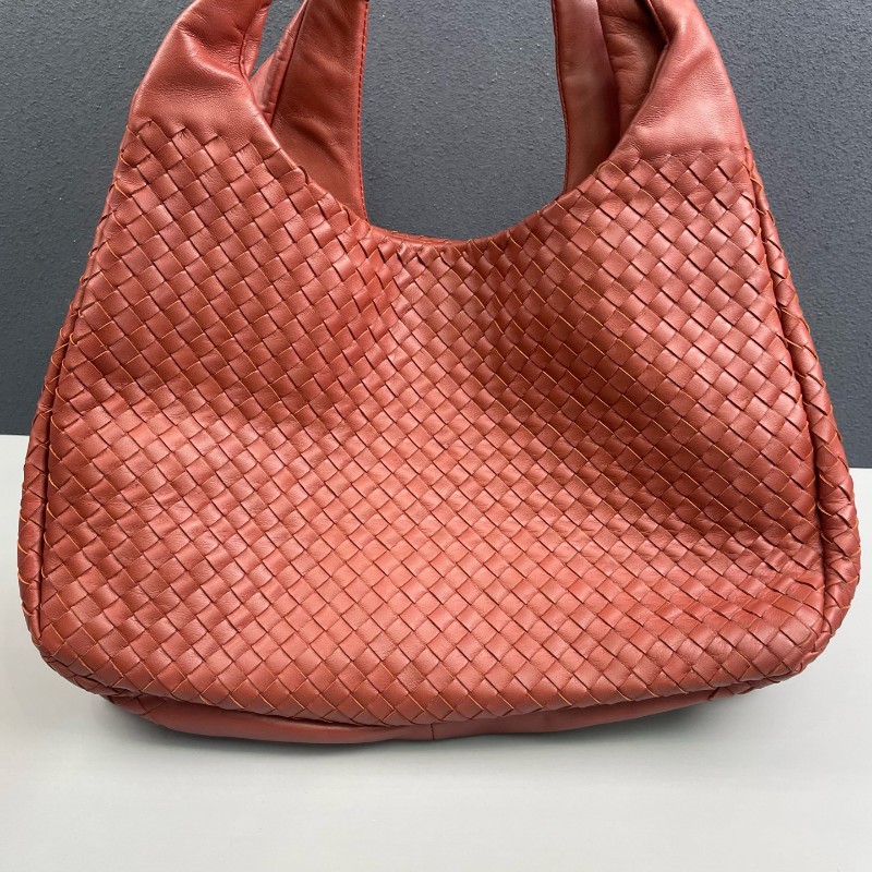 BV 全皮編織 橘色 肩背包 手挽袋-9