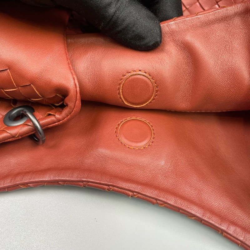 BV 全皮編織 橘色 肩背包 手挽袋-19