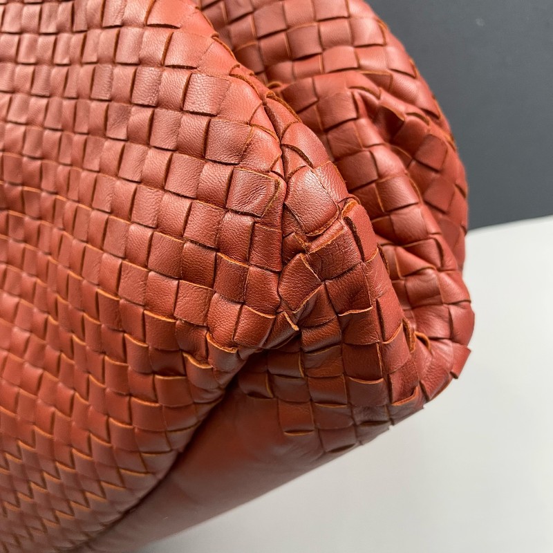 BV 全皮編織 橘色 肩背包 手挽袋-22