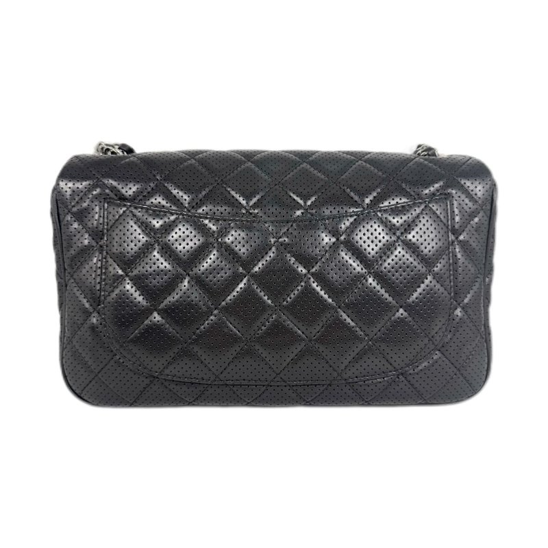 [2484］ 香奈兒 Chanel Classic Flap 黑銀色 (牛皮) 斜挎包 中號-1