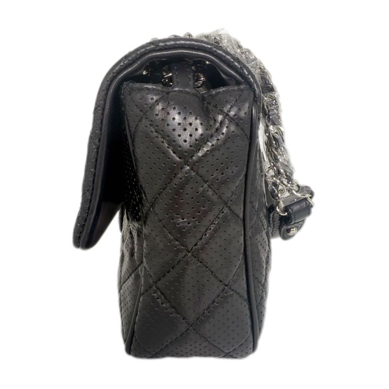 [2484］ 香奈兒 Chanel Classic Flap 黑銀色 (牛皮) 斜挎包 中號-4