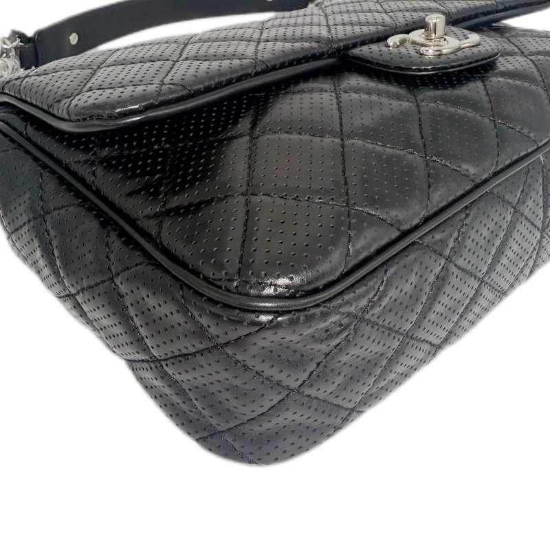 [2484］ 香奈兒 Chanel Classic Flap 黑銀色 (牛皮) 斜挎包 中號-6