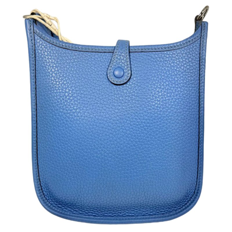 [2225］愛馬仕 Hermès Evelyne 16 銀扣 Taurillon Clemence牛皮 斜挎單肩包 迷你(希臘藍）Togo皮-1
