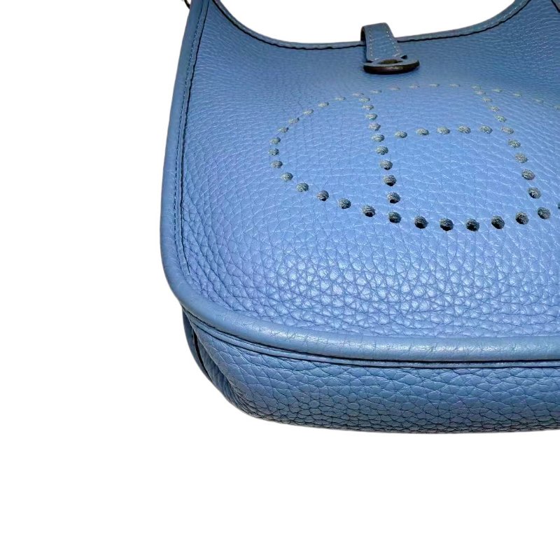 [2225］愛馬仕 Hermès Evelyne 16 銀扣 Taurillon Clemence牛皮 斜挎單肩包 迷你(希臘藍）Togo皮-5