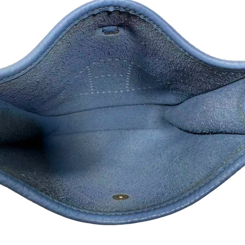 [2225］愛馬仕 Hermès Evelyne 16 銀扣 Taurillon Clemence牛皮 斜挎單肩包 迷你(希臘藍）Togo皮-9