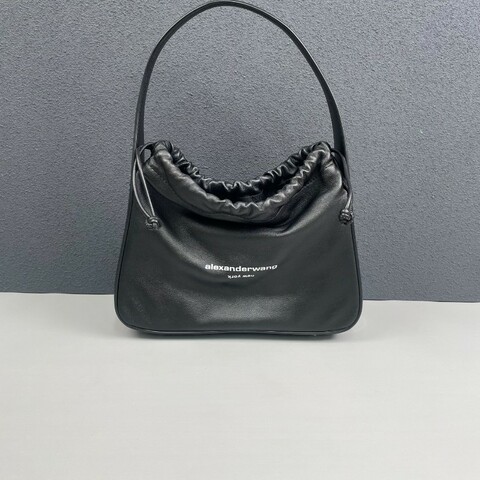 Alexander wang 黑色全皮Ryan抽繩肩背包