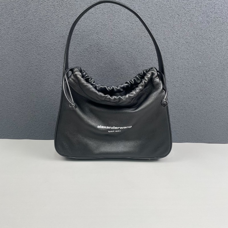 Alexander wang 黑色全皮Ryan抽繩肩背包-0