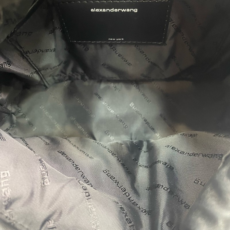 Alexander wang 黑色全皮Ryan抽繩肩背包-7