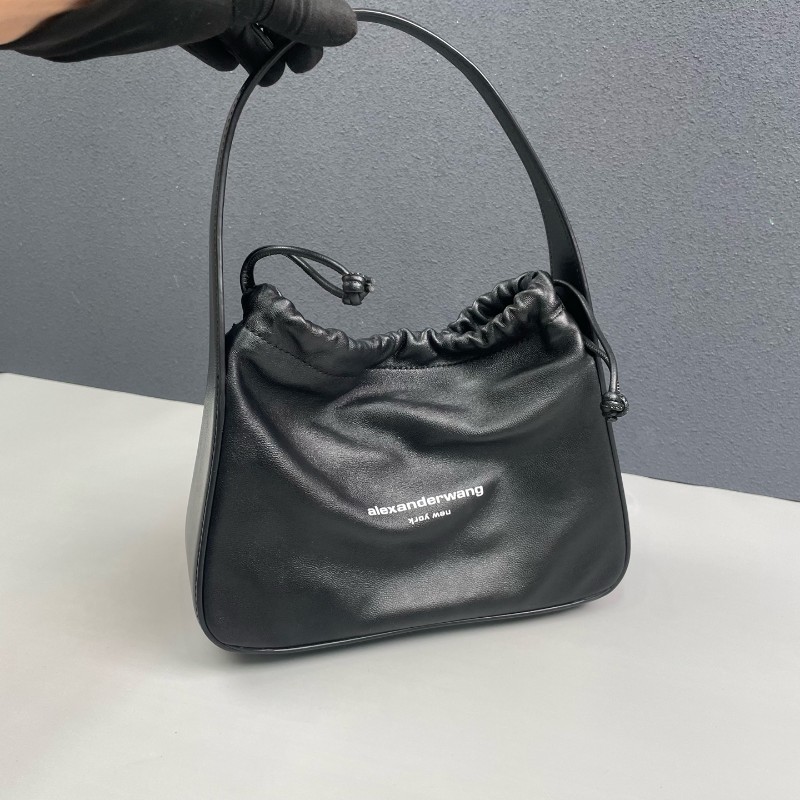 Alexander wang 黑色全皮Ryan抽繩肩背包-8