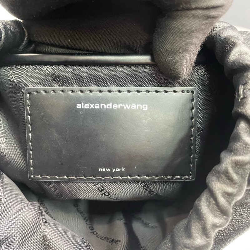 Alexander wang 黑色全皮Ryan抽繩肩背包-19