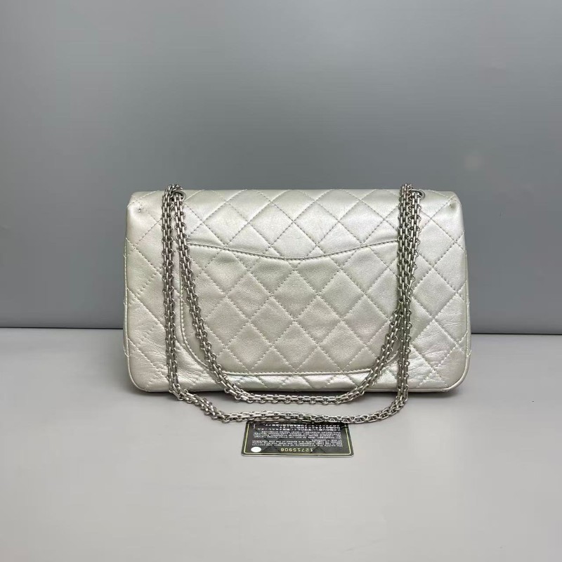 Chanel 2.55大號金屬色牛皮菱格紋肩背包斜背包-1