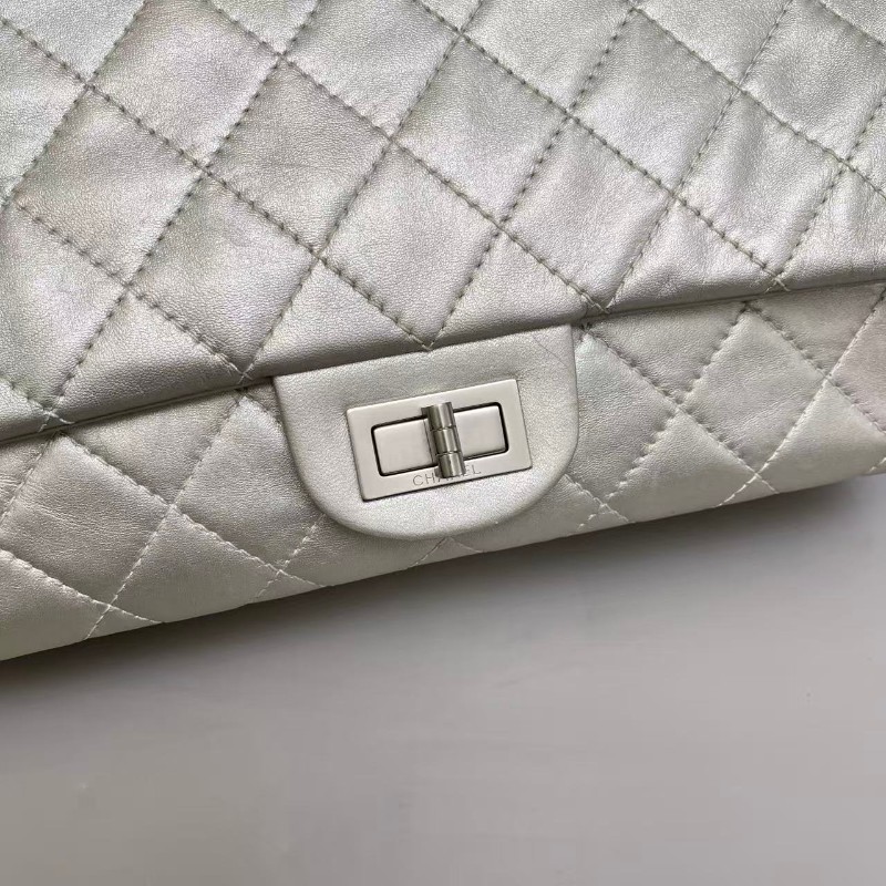 Chanel 2.55大號金屬色牛皮菱格紋肩背包斜背包-2