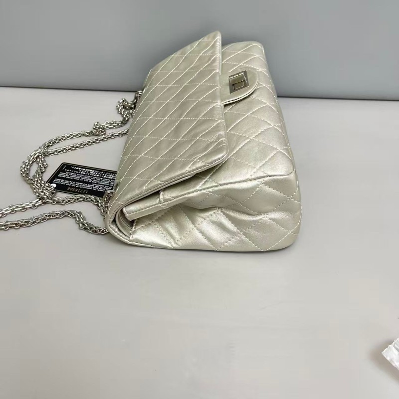 Chanel 2.55大號金屬色牛皮菱格紋肩背包斜背包-5
