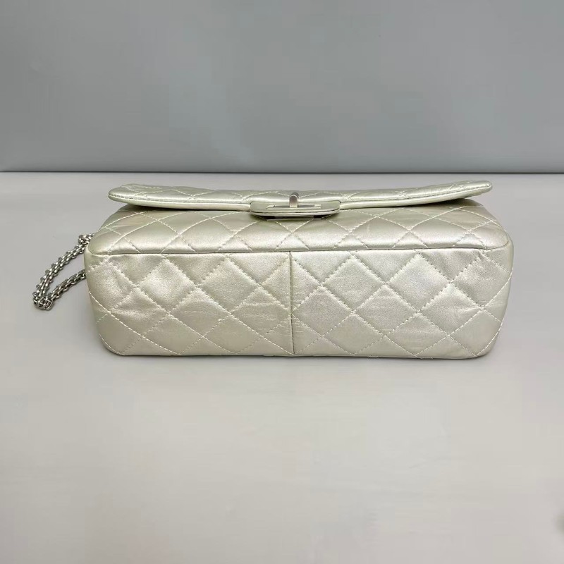 Chanel 2.55大號金屬色牛皮菱格紋肩背包斜背包-6