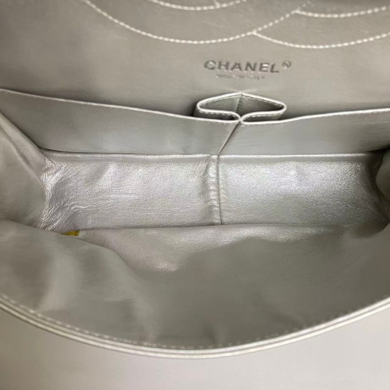 Chanel 2.55大號金屬色牛皮菱格紋肩背包斜背包-8