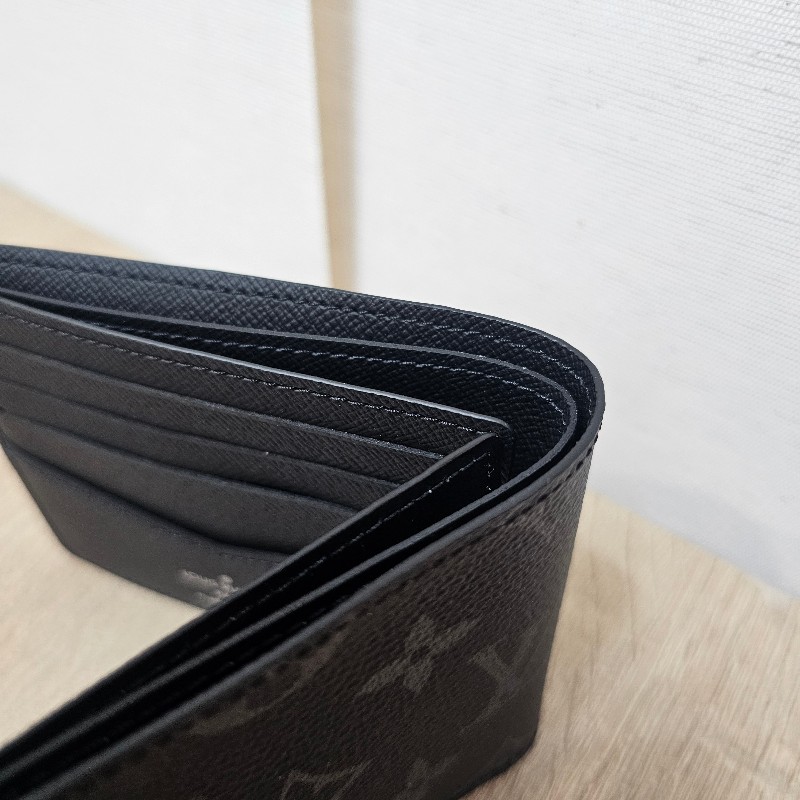 [未使用品項❣️] LV黑灰老花Slender對開短夾-4