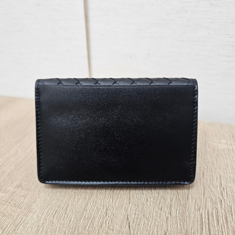 [福利出清🫶] BV黑牛皮編織下蓋名片卡包-1