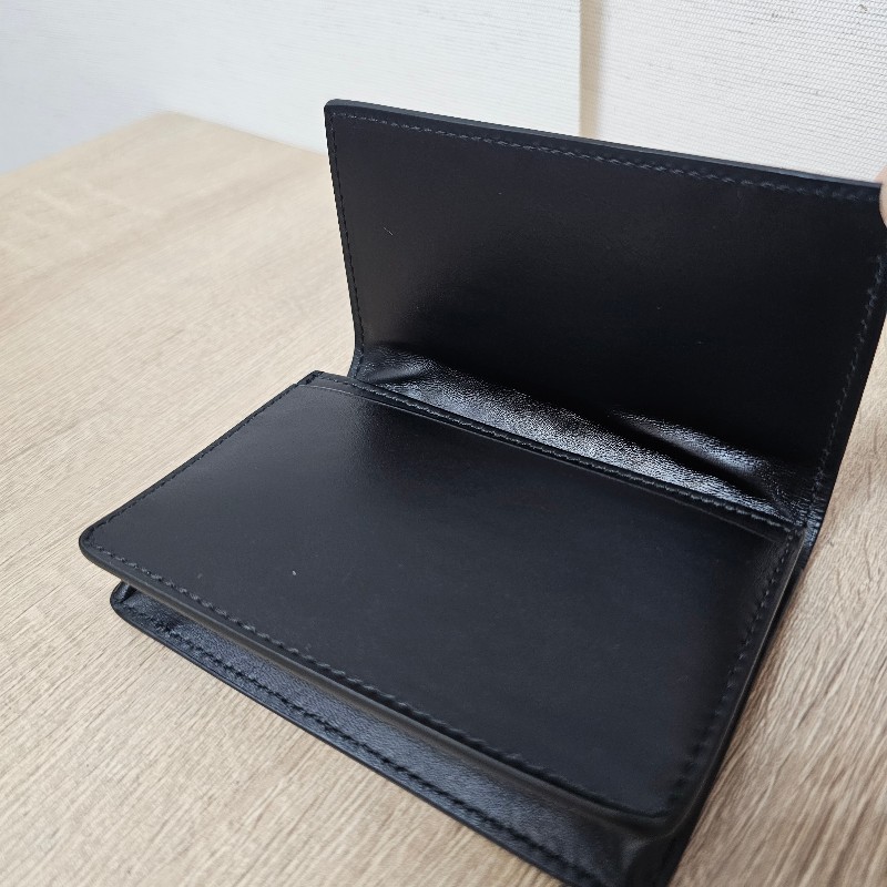 [福利出清🫶] BV黑牛皮編織下蓋名片卡包-16