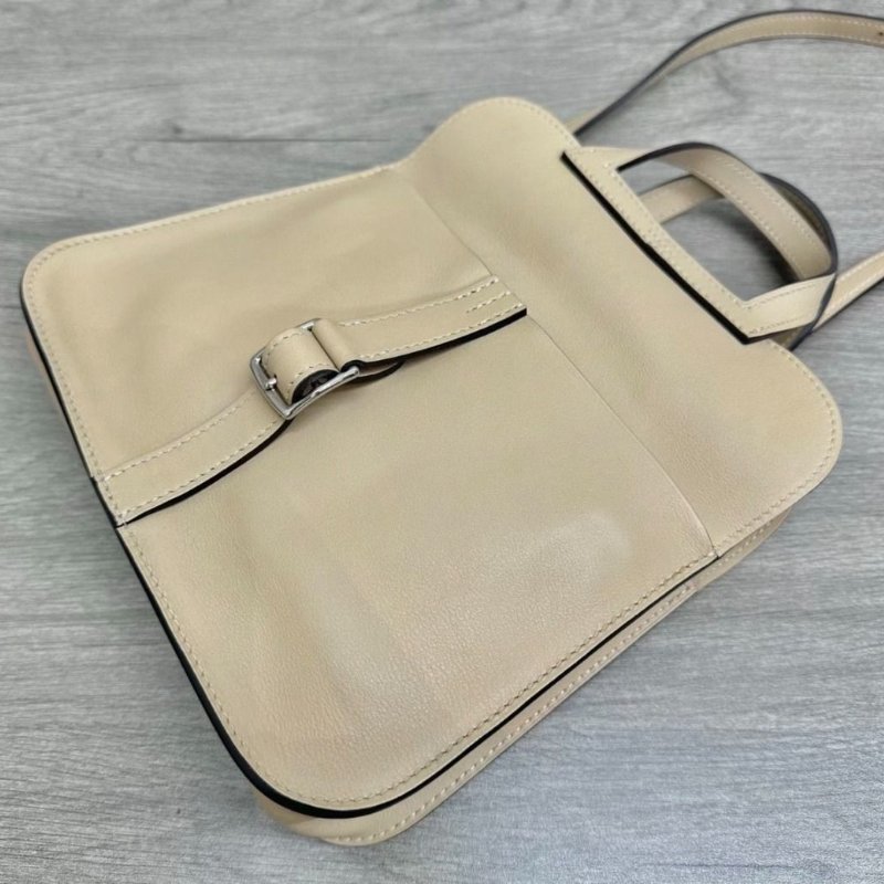 HERMES 餅乾色銀扣mini halzan手提肩背斜背包 21.5*14*6.5  98新配件塵袋-3