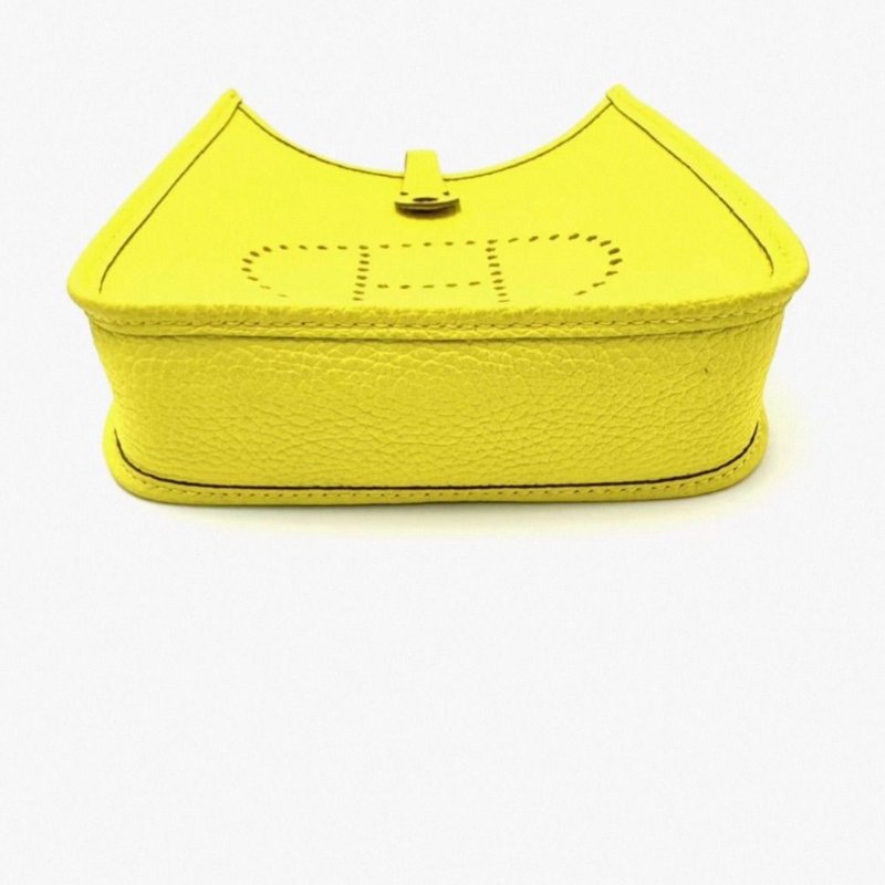 HERMES 檸檬黃銀扣伊芙琳mini肩背斜背包 16*18*5 98新配件塵袋-2