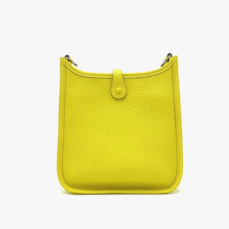HERMES 檸檬黃銀扣伊芙琳mini肩背斜背包 16*18*5 98新配件塵袋-5