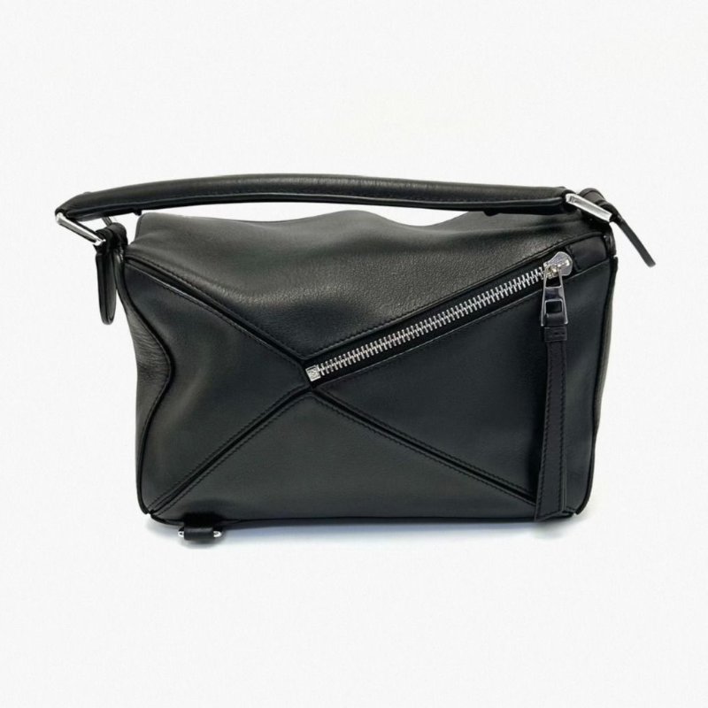 LOEWE 黑色銀扣Puzzle小號幾何肩背斜背包 24*10.5*16.5 98新配件塵袋-3