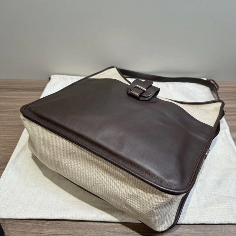 HERMES 烏木色 sac jumping帆布拼皮肩背包 37*30*9 98新配件塵袋-2