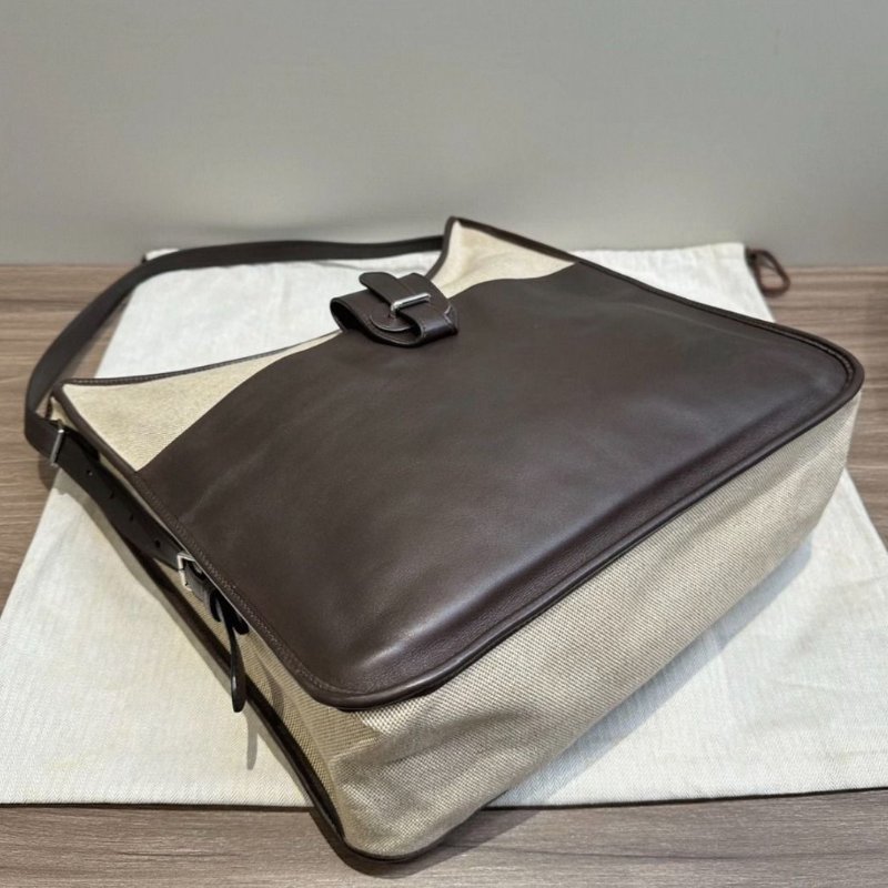 HERMES 烏木色 sac jumping帆布拼皮肩背包 37*30*9 98新配件塵袋-4