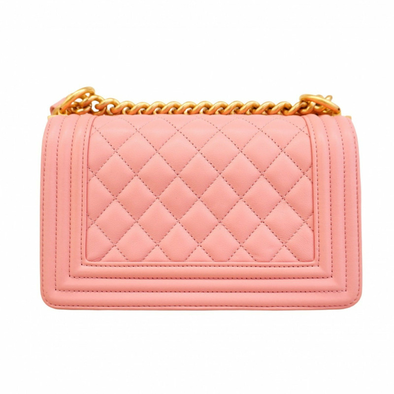 香奈兒 Boy Chain 女士單肩包，羊皮材質，粉紅色-11
