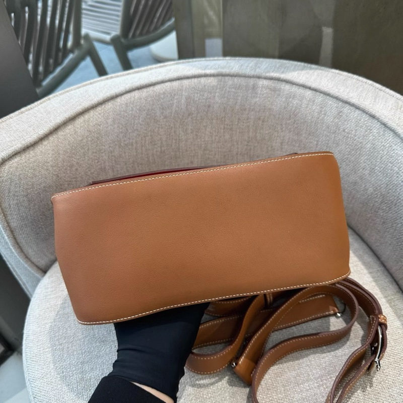 Hermes/爱马仕Jypsiere28吉普赛 金棕银扣 内拼红色 X刻 2016年 S皮 配件：肩带尘袋-3