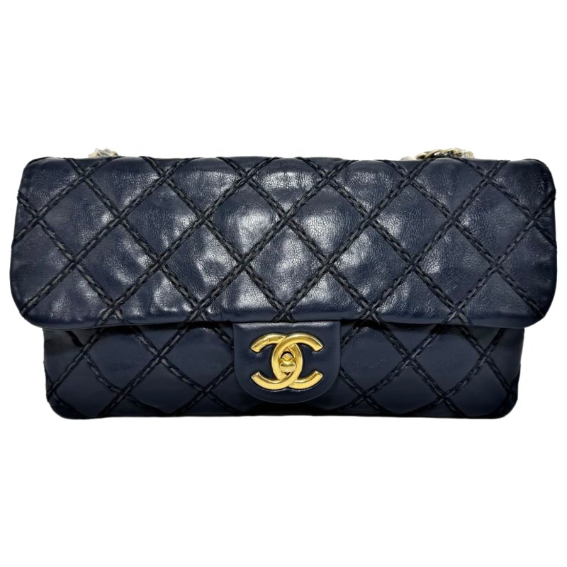 ［2002］香奈兒 Chanel Classic Flap Bag 黑色（牛皮）斜挎包  中號-0