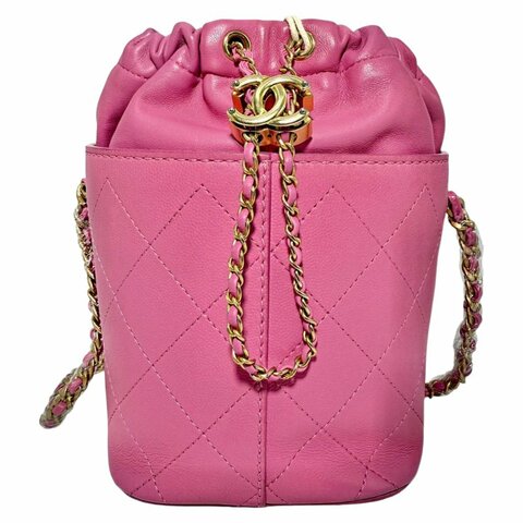 ［2317］香奈兒 Chanel 水桶包（粉色）荔枝皮