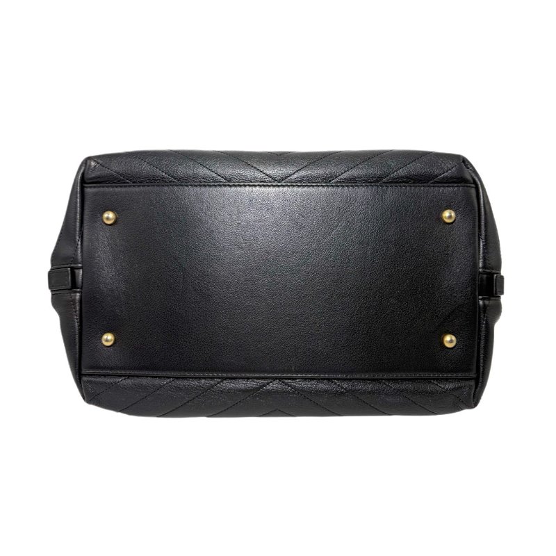 【2489】香奈兒 Chanel Chevron Quilted Flap 手提斜挎包 黑色 牛皮 大號-4