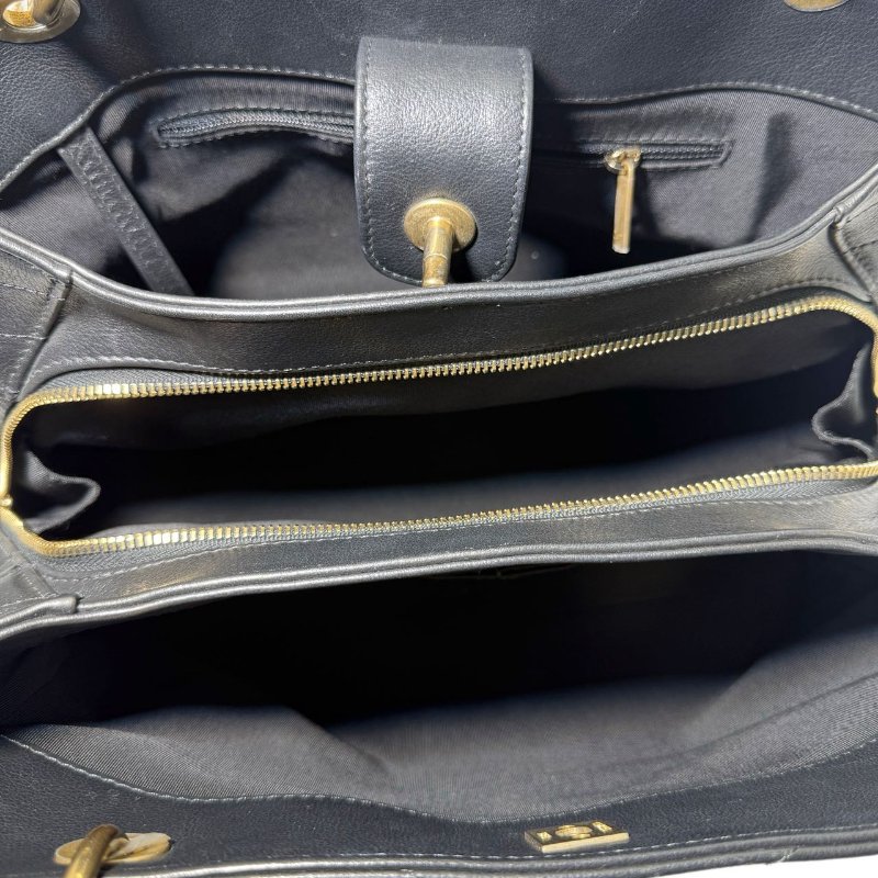 【2489】香奈兒 Chanel Chevron Quilted Flap 手提斜挎包 黑色 牛皮 大號-17