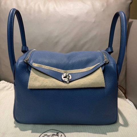 Hermes Lindy 30銀扣瑪瑙藍拼海鷗灰C刻印 2018