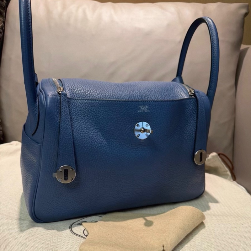 Hermes Lindy 30銀扣瑪瑙藍拼海鷗灰C刻印 2018-6