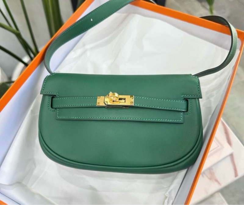 Hermes 愛馬仕 65寶石綠Kelly moove金扣 swift皮 W刻 全套 閒置 全新-1