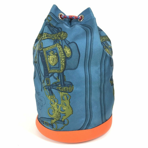 愛馬仕 Soircour 抽繩包，單肩背包，絲綢和皮革材質，女士，橙色