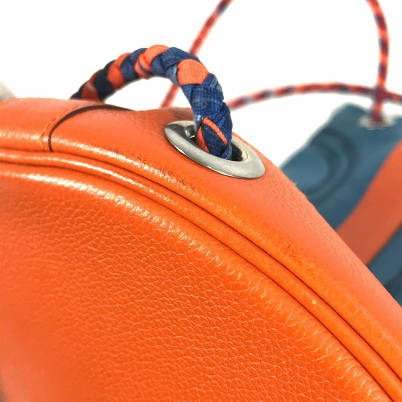 愛馬仕 Soircour 抽繩包，單肩背包，絲綢和皮革材質，女士，橙色-7