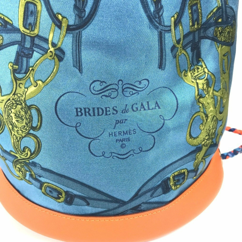 愛馬仕 Soircour 抽繩包，單肩背包，絲綢和皮革材質，女士，橙色-9