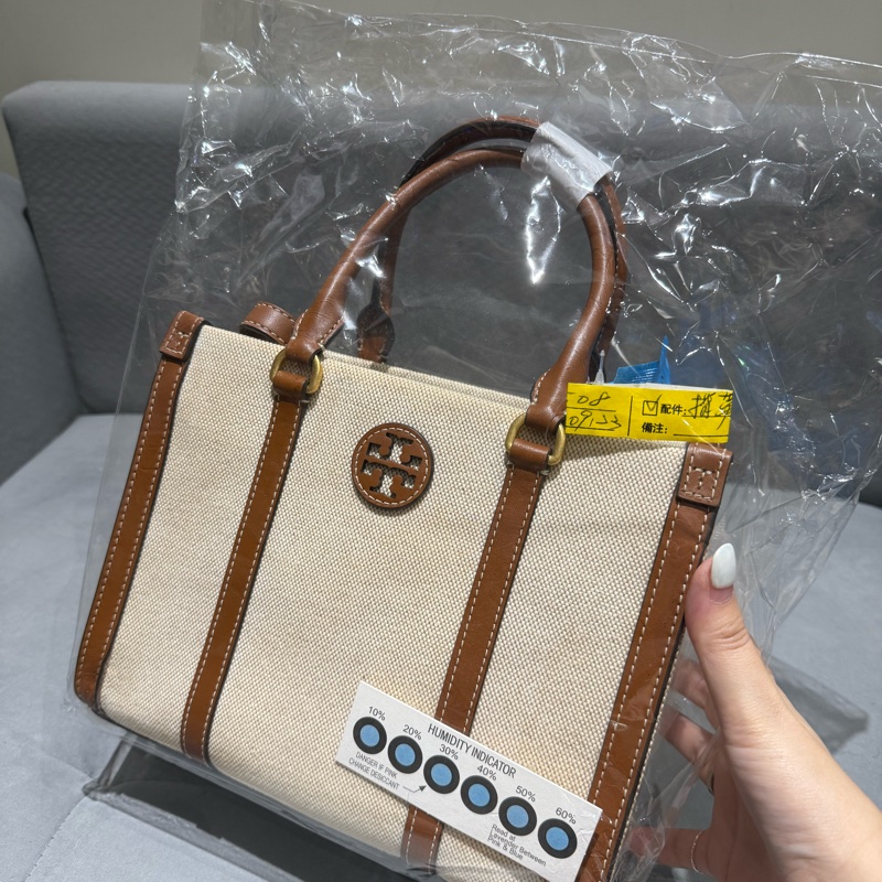 Tory Burch 帆布拼皮小方包-5