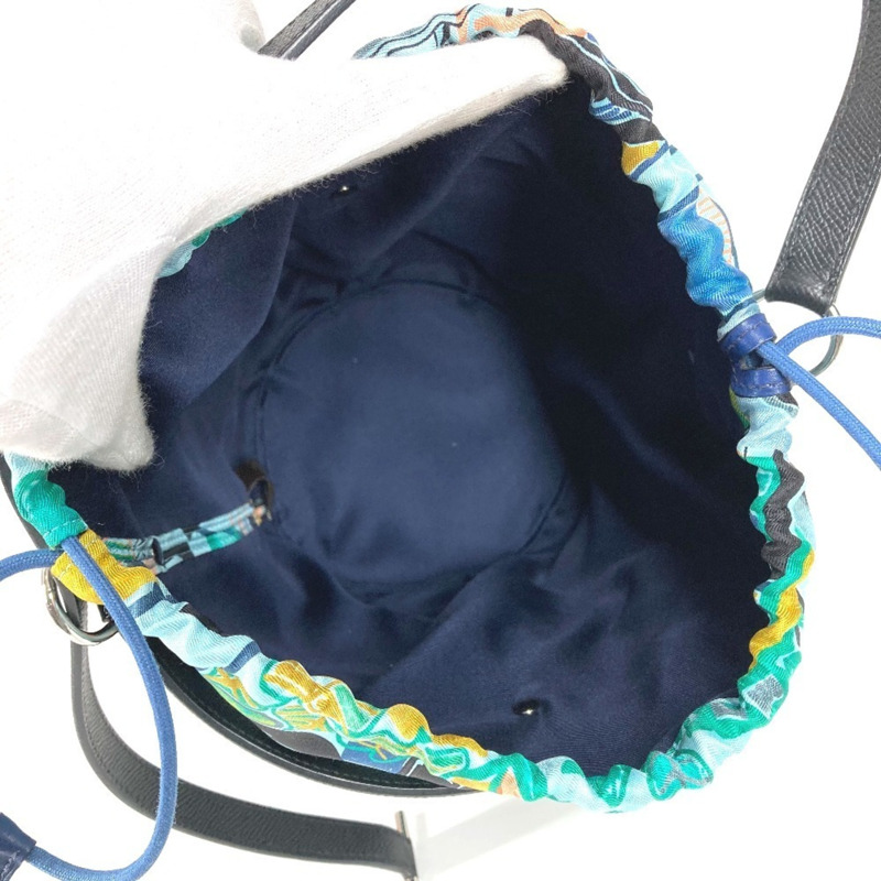 愛馬仕 Musardine 單肩包，配抽繩小袋，皮革和絲綢材質，海軍藍-8