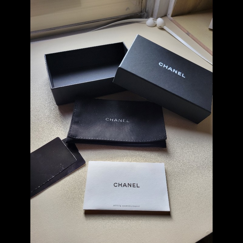 chanel 香奈兒 24p 灰藍色/霧霾藍 卡包 卡夾 boy card holder-14