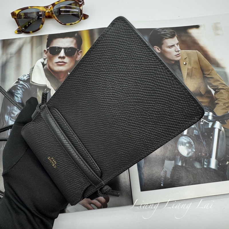 CELINE墨黑色牛皮手機斜背包-17